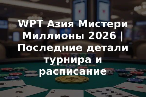 WPT Азия Мистери Миллионы 2026 | Последние детали турнира и расписание
