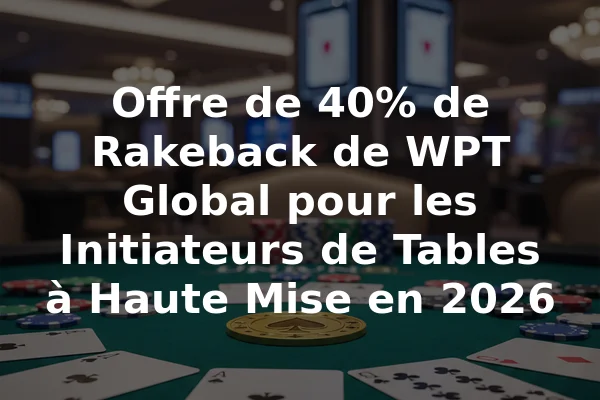 Offre de 40% de Rakeback de WPT Global pour les Initiateurs de Tables à Haute Mise en 2026