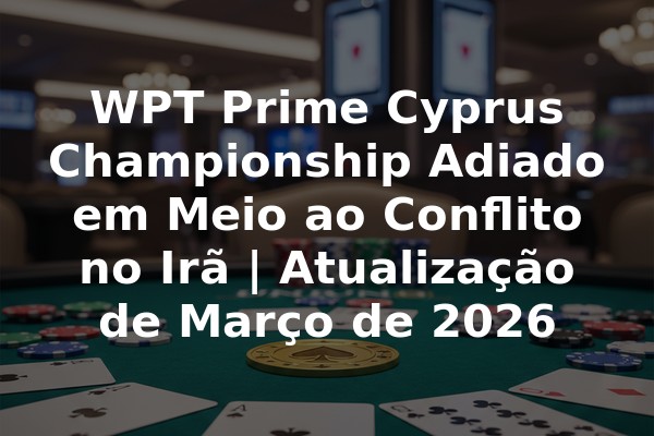 WPT Prime Cyprus Championship Adiado em Meio ao Conflito no Irã | Atualização de Março de 2026