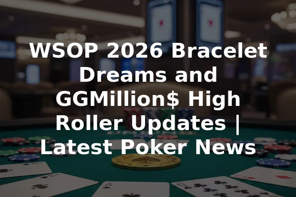 WSOP 2026 Bracelet Dreams and GGMillion$ High Roller Updates | Latest Poker News