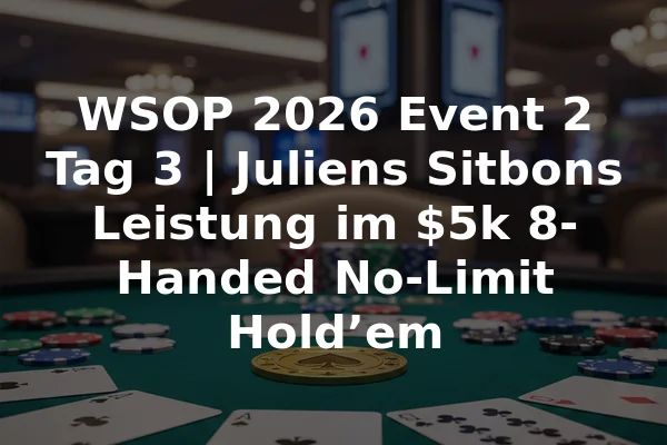 WSOP 2026 Event 2 Tag 3 | Juliens Sitbons Leistung im $5k 8-Handed No-Limit Hold’em