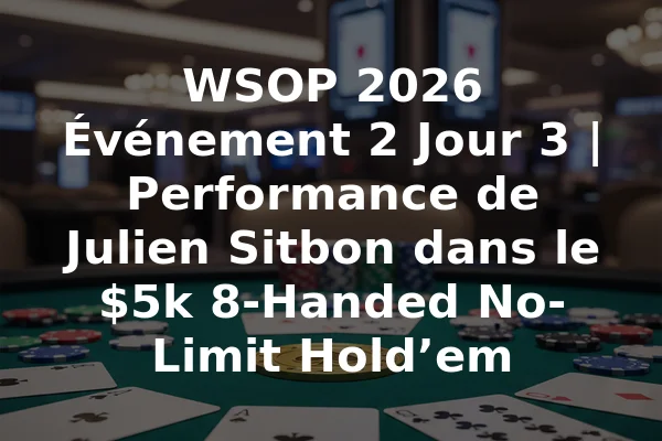 WSOP 2026 Événement 2 Jour 3 | Performance de Julien Sitbon dans le $5k 8-Handed No-Limit Hold’em