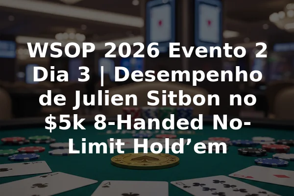 WSOP 2026 Evento 2 Dia 3 | Desempenho de Julien Sitbon no $5k 8-Handed No-Limit Hold’em