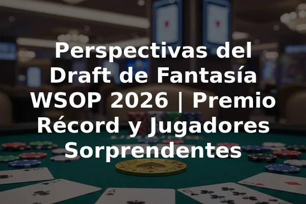 Perspectivas del Draft de Fantasía WSOP 2026 | Premio Récord y Jugadores Sorprendentes