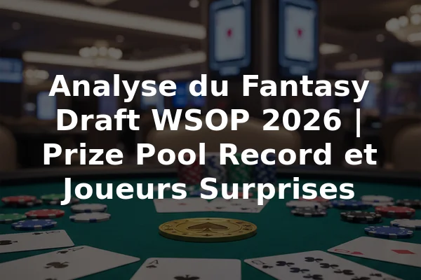 Analyse du Fantasy Draft WSOP 2026 | Prize Pool Record et Joueurs Surprises