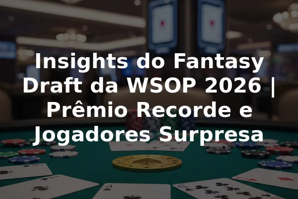 Insights do Fantasy Draft da WSOP 2026 | Prêmio Recorde e Jogadores Surpresa
