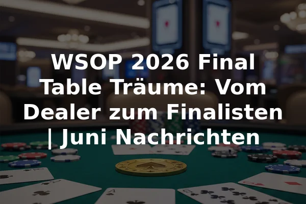 WSOP 2026 Final Table Träume: Vom Dealer zum Finalisten | Juni Nachrichten