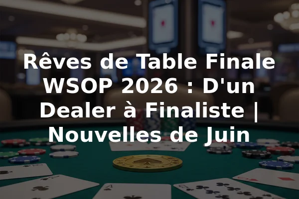 Rêves de Table Finale WSOP 2026 : D'un Dealer à Finaliste | Nouvelles de Juin