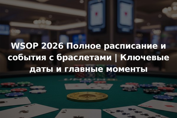 WSOP 2026 Полное расписание и события с браслетами | Ключевые даты и главные моменты