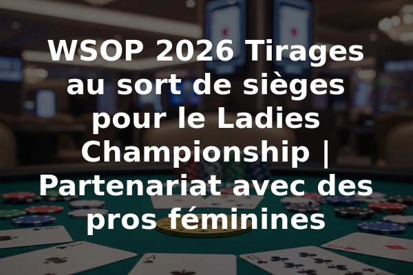 WSOP 2026 Tirages au sort de sièges pour le Ladies Championship | Partenariat avec des pros féminines
