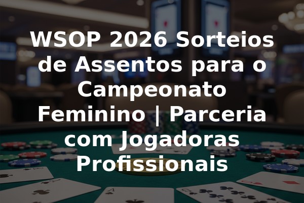WSOP 2026 Sorteios de Assentos para o Campeonato Feminino | Parceria com Jogadoras Profissionais