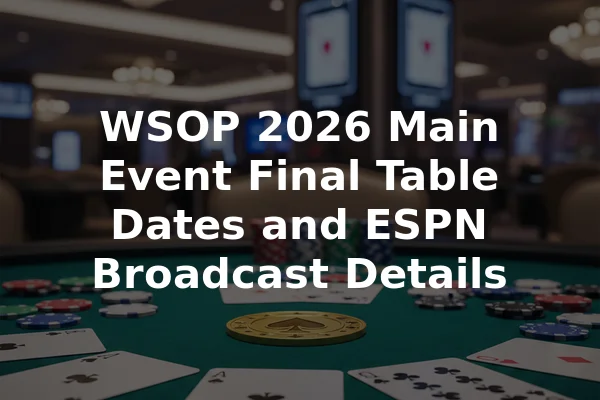 WSOP 2026 Main Event Final Table Dates and ESPN Broadcast Details
