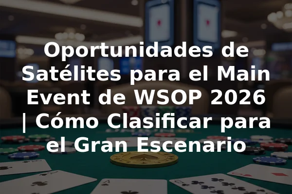Oportunidades de Satélites para el Main Event de WSOP 2026 | Cómo Clasificar para el Gran Escenario