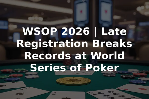 WSOP 2026 | Late Registration Breaks Records at World Series of Poker