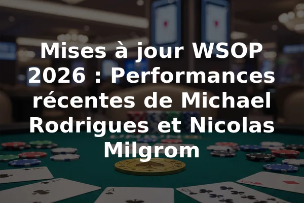 Mises à jour WSOP 2026 : Performances récentes de Michael Rodrigues et Nicolas Milgrom