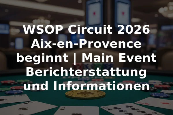 WSOP Circuit 2026 Aix-en-Provence beginnt | Main Event Berichterstattung und Informationen