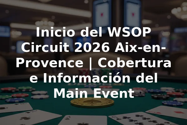Inicio del WSOP Circuit 2026 Aix-en-Provence | Cobertura e Información del Main Event