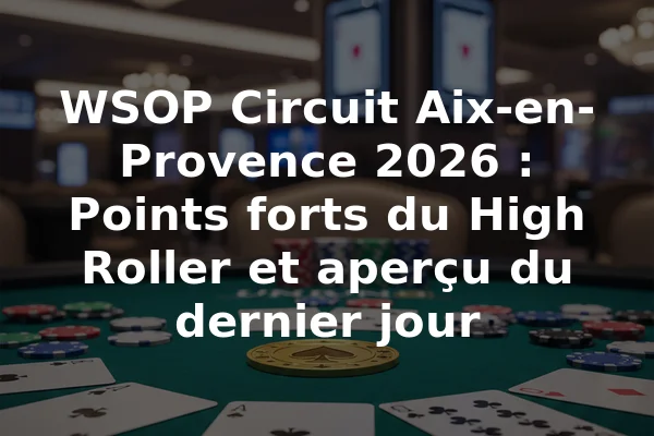 WSOP Circuit Aix-en-Provence 2026 : Points forts du High Roller et aperçu du dernier jour