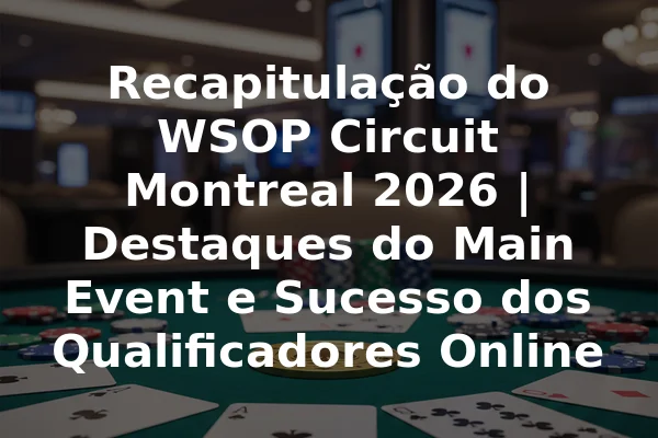 Recapitulação do WSOP Circuit Montreal 2026 | Destaques do Main Event e Sucesso dos Qualificadores Online