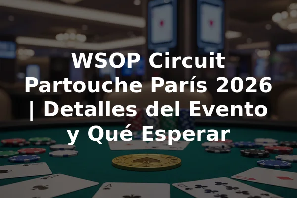 WSOP Circuit Partouche París 2026 | Detalles del Evento y Qué Esperar