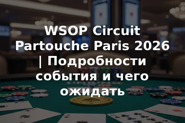 WSOP Circuit Partouche Paris 2026 | Подробности события и чего ожидать