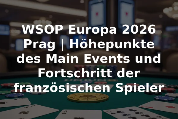 WSOP Europa 2026 Prag | Höhepunkte des Main Events und Fortschritt der französischen Spieler