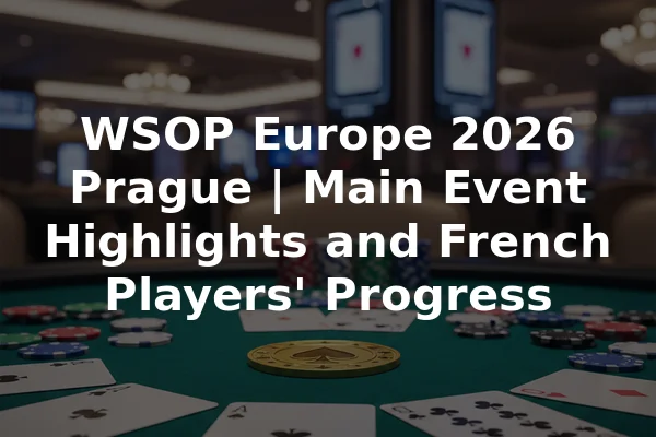 WSOP Europe 2026 Prague | Main Event Highlights and French Players' Progress