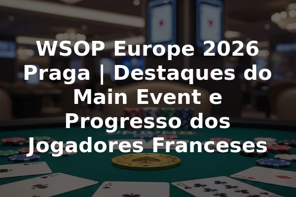 WSOP Europe 2026 Praga | Destaques do Main Event e Progresso dos Jogadores Franceses