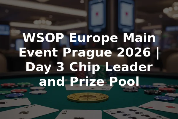 WSOP Europe Main Event Prague 2026 | Day 3 Chip Leader and Prize Pool
