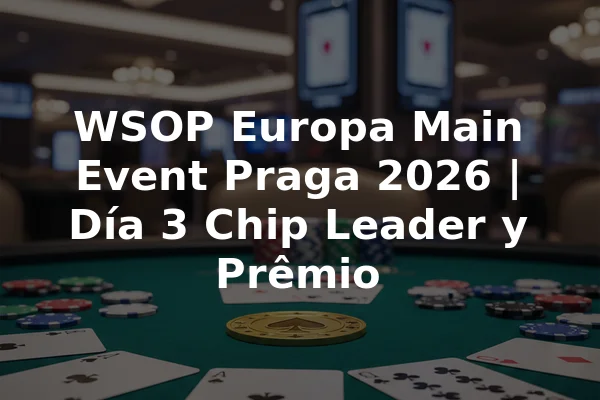 WSOP Europa Main Event Praga 2026 | Día 3 Chip Leader y Prêmio