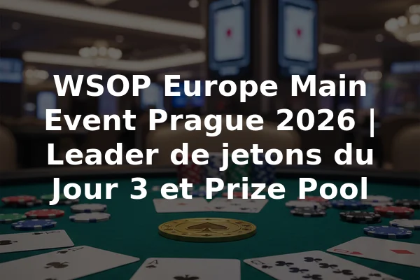 WSOP Europe Main Event Prague 2026 | Leader de jetons du Jour 3 et Prize Pool