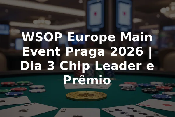 WSOP Europe Main Event Praga 2026 | Dia 3 Chip Leader e Prêmio