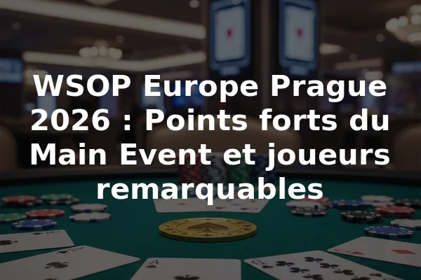WSOP Europe Prague 2026 : Points forts du Main Event et joueurs remarquables