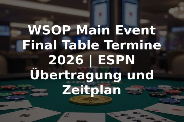 WSOP Main Event Final Table Termine 2026 | ESPN Übertragung und Zeitplan