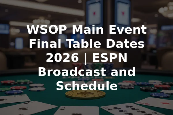WSOP Main Event Final Table Dates 2026 | ESPN Broadcast and Schedule