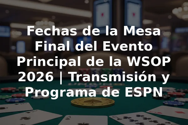 Fechas de la Mesa Final del Evento Principal de la WSOP 2026 | Transmisión y Programa de ESPN