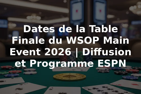 Dates de la Table Finale du WSOP Main Event 2026 | Diffusion et Programme ESPN