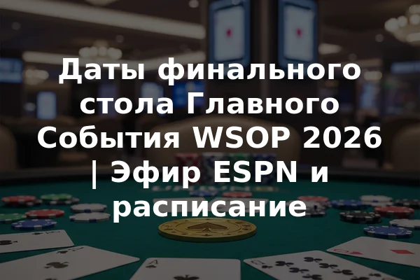Даты финального стола Главного События WSOP 2026 | Эфир ESPN и расписание