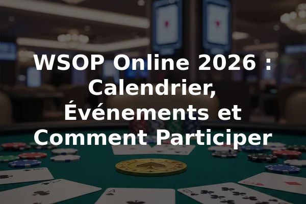 WSOP Online 2026 : Calendrier, Événements et Comment Participer