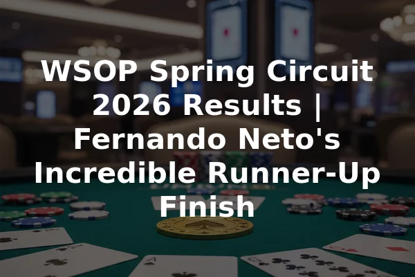 WSOP Spring Circuit 2026 Results | Fernando Neto's Incredible Runner-Up Finish