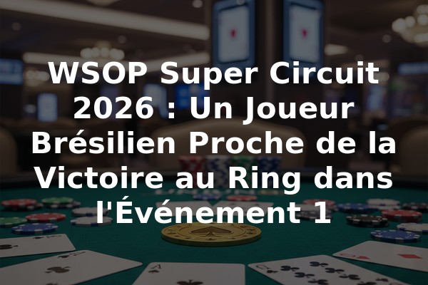 WSOP Super Circuit 2026 : Un Joueur Brésilien Proche de la Victoire au Ring dans l'Événement 1