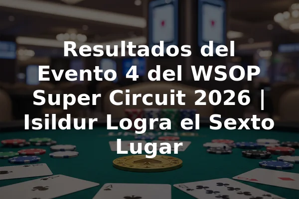 Resultados del Evento 4 del WSOP Super Circuit 2026 | Isildur Logra el Sexto Lugar