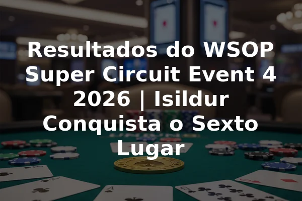 Resultados do WSOP Super Circuit Event 4 2026 | Isildur Conquista o Sexto Lugar