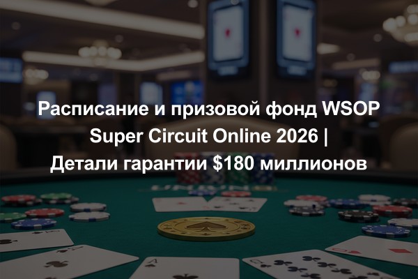 Расписание и призовой фонд WSOP Super Circuit Online 2026 | Детали гарантии $180 миллионов