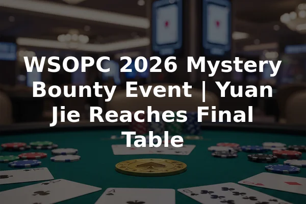 WSOPC 2026 Mystery Bounty Event | Yuan Jie Reaches Final Table