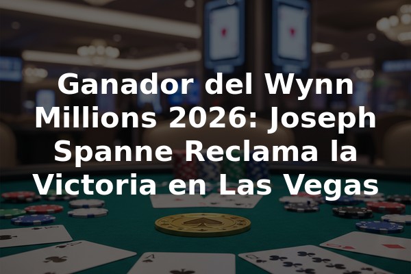 Ganador del Wynn Millions 2026: Joseph Spanne Reclama la Victoria en Las Vegas