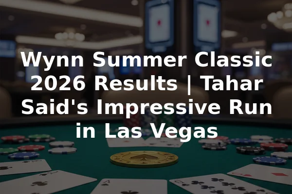 Wynn Summer Classic 2026 Results | Tahar Said's Impressive Run in Las Vegas