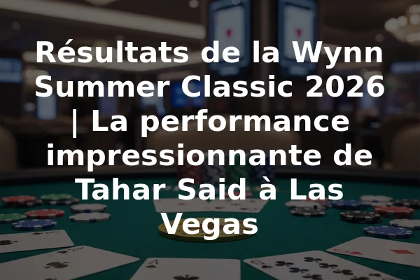 Résultats de la Wynn Summer Classic 2026 | La performance impressionnante de Tahar Said à Las Vegas