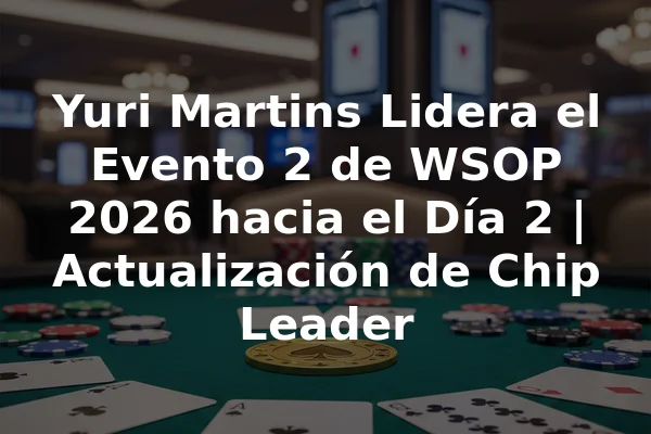 Yuri Martins Lidera el Evento 2 de WSOP 2026 hacia el Día 2 | Actualización de Chip Leader