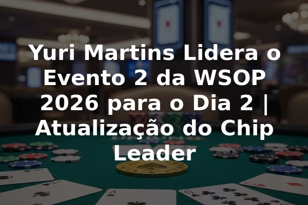 Yuri Martins Lidera o Evento 2 da WSOP 2026 para o Dia 2 | Atualização do Chip Leader